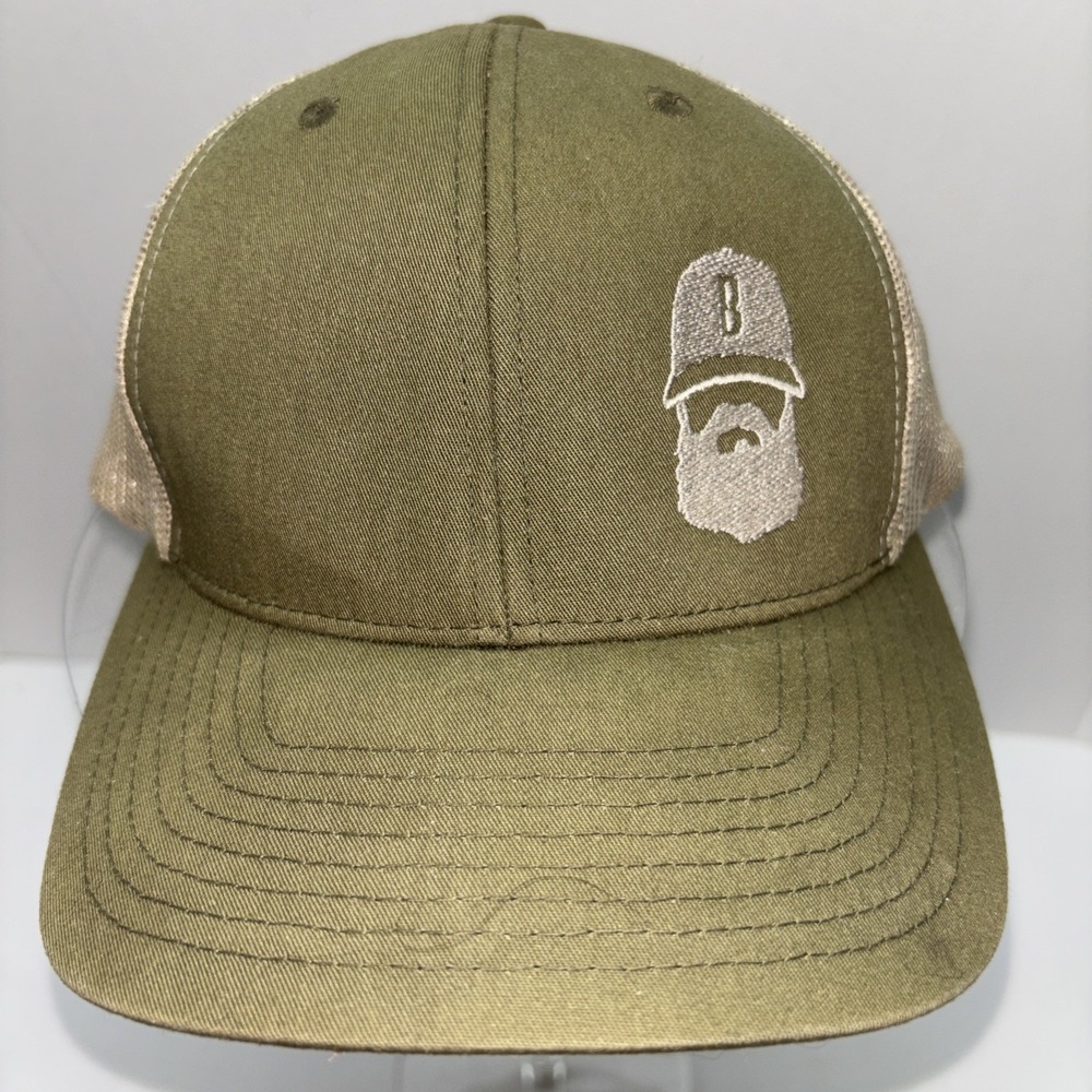 Better Man Beard "Grumpy" Snapback Trucker Hat Green OS Mesh Back Adjustable